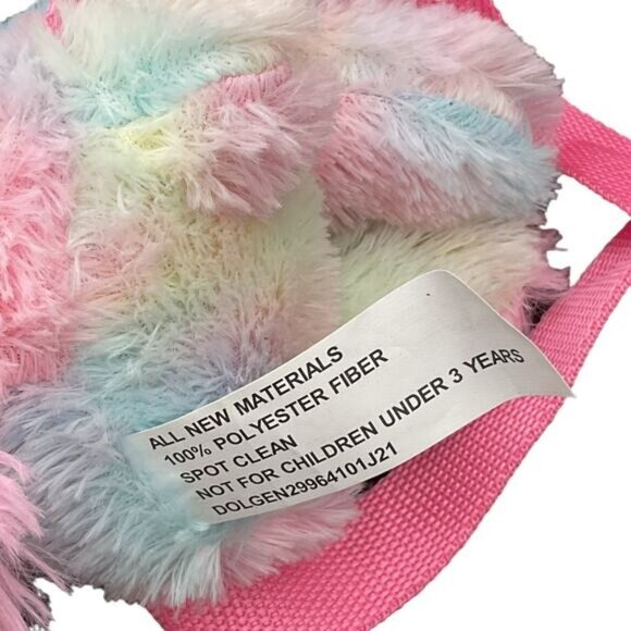 Plush Unicorn Backpack With Adjustable Straps Zipper Closure Pastel Colors - Picture 8 of 8
